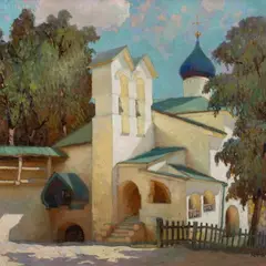 Roman Nyman, Petseri klooster, 1945, Õli, vineer