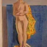 Karl Pärsimägi, Akt kollase draperiiga, 1935, Värviline monotüüpia, paber