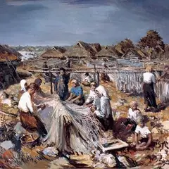 Richard Uutmaa, Võrguparandajad, 1941, Õli, lõuend