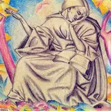Peet Aren, Evangelist Johannes, 1920, Grafiit, värviline pliiats, paber