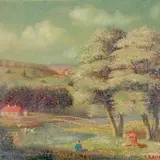 Nigul Espe, Maastik sillaga, 1933, Õli, lõuend