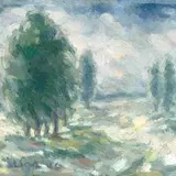 Johannes Uiga, Maastik puudega, 1946, Õli, vineer