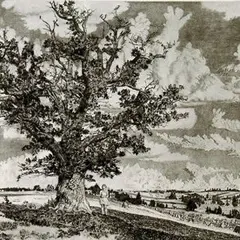 Eduard Wiiralt, Viljandi maastik, 1943, Kuivnõel