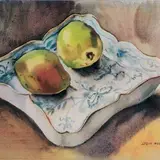 Lydia Mei, Natüürmort pirnidega, 1960, Akvarell