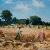Agu Pihelga, Viljalõikus Laulasmaal, 1949, Õli, lõuend