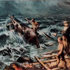 Richard Uutmaa, Päästepaadi väljasõit, 1941, Õli, lõuend