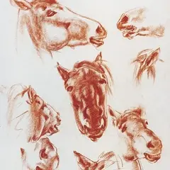 Visandid hobusepeadest by Andrus Johani, 1936, Sangviin, sold Oct 1999