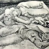 Lamavad aktid by Eduard Wiiralt, 1934, Pehmelakk, sold Apr 1999