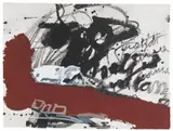 Antoni Tàpies, Roig i negre 5, 1985, Colour etching and carborundum on card