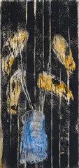 Gustav Kluge, Pferdeblumen. - + Fuge I., 1987, Wood print on canvas