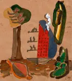 Markus Lüpertz, Untitled, Mixed media on packing paper