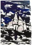Untitled (Set Sail: there's the new cathedral) by Raymond Pettibon, 1999, India ink on laid paper . Approx, sold May 2015