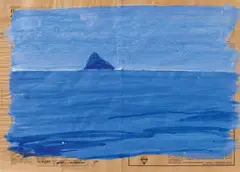 Paul Thek, Untitled (Island), 1969, Gouache and oil on newsprint. Approx