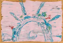 Paul Thek, Untitled (Landscape), 1971, Gouache and oil on newsprint. Approx