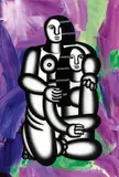 Anselm Reyle, Les deux figures (nues sur fond abstrait turbulent), 2006, Mixed media on canvas