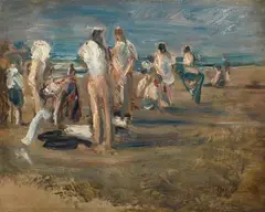 Max Liebermann, Badende Knaben, Circa 1899, Oil on board