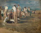 Max Liebermann, Badende Knaben, Circa 1899, Oil on board