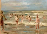 Max Liebermann, Badende Knaben, 1899, Oil on board