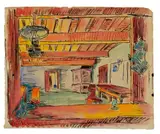 Max Pechstein, Interieur/Kneipenraum. Verso: Zwei Boote (Flundernfischerei), Circa 1909 - 1912, Watercolour and India ink on firm, slightly textured laid card 37.5/37.8 x 46.2/