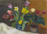Otto Modersohn, Alpenveilchen mit Frühlingsblumen, 1927, Oil on canvas