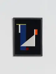 1924 V oder Blauer Balken und helles Dreieck by Walter Dexel, 1924, Reverse glass painting, with silver foil collage, sold May 2015