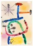 Joan Miró, Sans titre, Circa 1956, Watercolour, India ink and pastel on chamois coloured laid paper