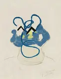 Georges Braque, Bouquet de fleurs bleues, 1962, Colour woodcut on Japon nacré