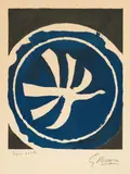 Georges Braque, Oiseau Blanc, 1961, Colour lithograph on slightly grained laid card