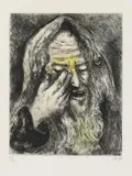 Marc Chagall, Souffrances de Jeremie, from: Bible, 1958, Etching, watercoloured, on wove paper
