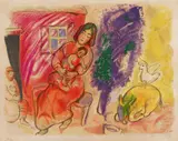 Marc Chagall, Maternité, Nach einer Vorlage von Marc Chagall, als Farblithographie von Charles Sorlier ausgeführt. Auf Velin