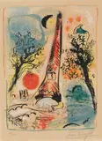 Marc Chagall, Vision de Paris, 1960, Colour lithograph on wove paper with watermark "Arches"