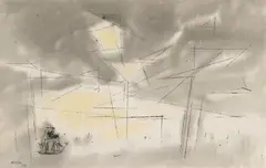 Seascape by Lyonel Feininger, 1954, Watercolour, India ink and wash as well as pen and ink and pencil drawing on laid paper with watermark "UFPC", sold May 2015