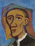 Männlicher Kopf nach links by Karl Hofer, Circa 1952, Oil on board, sold May 2015