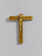 Hanns Lamers, Der Gekreuzigte, 1947, Wooden crucifix. Oil painting on gold-coloured ground