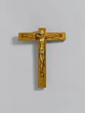 Hanns Lamers, Der Gekreuzigte, 1947, Wooden crucifix. Oil painting on gold-coloured ground