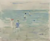 Max Liebermann, Badende Kinder im Meer, Circa 1898, Watercolour over pencil on wove paper