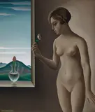 Josef Mangold, Weiblicher Akt am Fenster, Circa 1928, Oil on panel