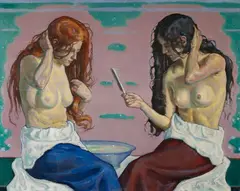 Emil Eugen Meyer, Mädchen bei der Toilette, 1915, Oil on canvas