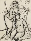 Charles Henri Manguin, Study for "La coiffure", 1904/1905, India ink and pencil on chamois coloured firm drawing paper