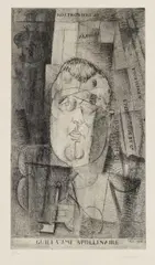 Louis Marcoussis, Guillaume Apollinaire, 1912-1920, Etching on laid paper with watermark "ARCHES"