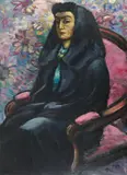 Frans Masereel, Portrait de Laure Macles dans une cape Provencale. Verso: Deux petites gitanes au bord du Rhône, 1941, Oil on board