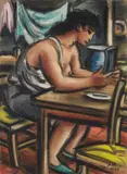 Frans Masereel, Paysanne aux seins nues attablée