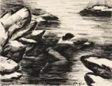 Frans Masereel, Nageuse, 1952, Brush and India ink drawing on ivory-coloured Ingres laid paper, mounted on light card