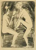 Otto Mueller, Zwei Mädchen mit Handspiegel (2), 1919, Lithograph