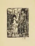 Otto Mueller, Polnische Familie, 1920/1921, Lithograph on light, slightly yellowish copperplate paper with blind stamp "DIE SCHAFFENDEN"