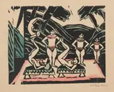 Max Pechstein, Akrobaten III, 1912, Colour woodcut, stencil-coloured, on heavy laid paper with blindstamp "DIE SCHAFFENDEN"