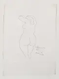 Pablo Picasso, Femme nue de dos, 1956, Etching on chamois coloured silk