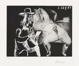 Pablo Picasso, Homme au chapeau dessinant à côté d'une femme ouverte, 1968, Aquatint and drypoint on wove paper