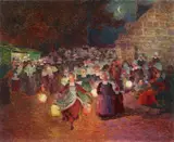 Ferdinand du Puigaudeau, Bretonnes aux lampions, Circa 1895-1900, Oil on canvas