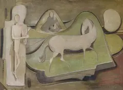 Ludwig Egidius Ronig, Pferd an Longe, 1950, Oil on canvas